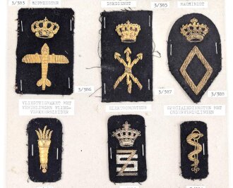 Niederlande, Sammlung Spezialistenabzeichen der Marine, auf Karton getackert