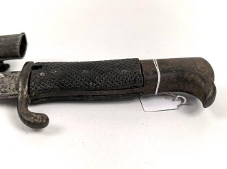 Preussen, Seitengewehr 98 mit Säge, Kammerstück von 1901, Hersteller " Erfurt" ungereinigt