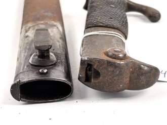 Preussen, Seitengewehr 98 mit Säge, Kammerstück von 1901, Hersteller " Erfurt" ungereinigt