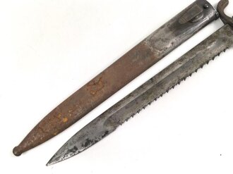 Preussen, Seitengewehr 98 mit Säge, Kammerstück von 1901, Hersteller " Erfurt" ungereinigt