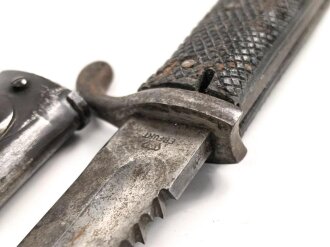 Preussen, Seitengewehr 98 mit Säge, Kammerstück von 1901, Hersteller " Erfurt" ungereinigt
