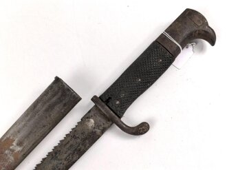 Preussen, Seitengewehr 98 mit Säge, Kammerstück von 1901, Hersteller " Erfurt" ungereinigt