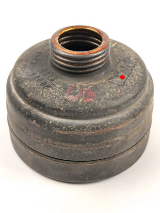 Gasmaskenfilter FE 37 Wehrmacht. Für Übungszwecke verwendetes Stück. Originallack, ungereinigt
