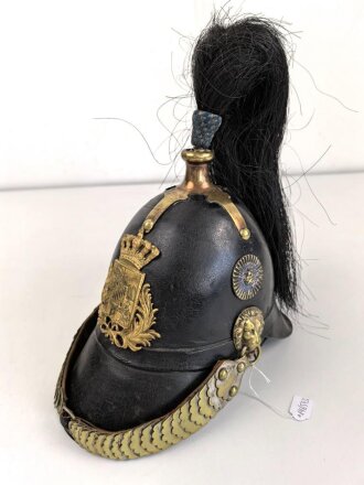 Bayern, Helm für Angehörige der Bürgerwehr Modell 1848. Zusammengehöriges, in allen Teilen originales Stück