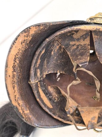 Bayern, Helm für Angehörige der Bürgerwehr Modell 1848. Zusammengehöriges, in allen Teilen originales Stück