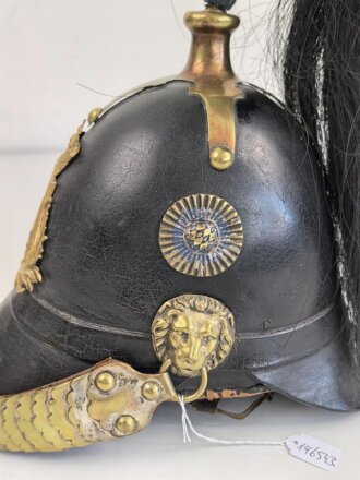 Bayern, Helm für Angehörige der Bürgerwehr Modell 1848. Zusammengehöriges, in allen Teilen originales Stück