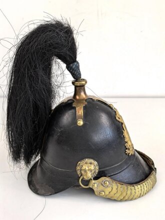 Bayern, Helm für Angehörige der Bürgerwehr Modell 1848. Zusammengehöriges, in allen Teilen originales Stück