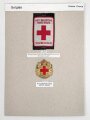 Belgien, Sammlung Ärmelabzeichen und Mützenabzeichen Rotes Kreuz, auf Karton getackert