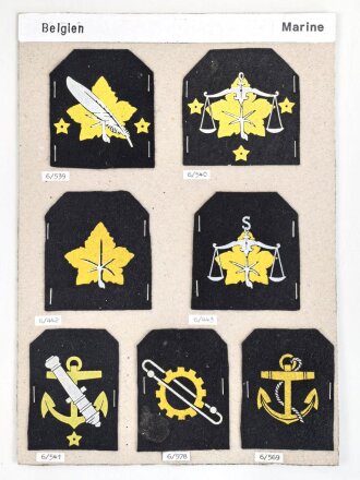 Belgien, Sammlung Ärmelabzeichen der Marine, auf...