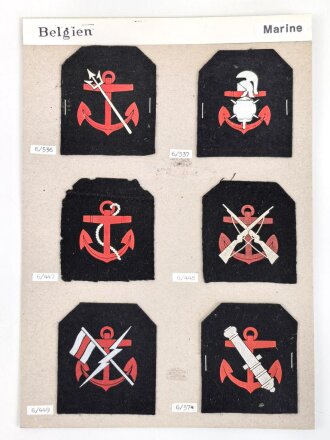 Belgien, Sammlung Ärmelabzeichen der Marine, auf...