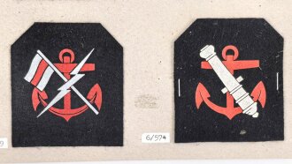 Belgien, Sammlung Ärmelabzeichen der Marine, auf Karton getackert