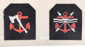 Belgien, Sammlung Ärmelabzeichen der Marine, auf Karton getackert