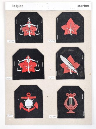 Belgien, Sammlung Ärmelabzeichen der Marine, auf...