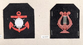 Belgien, Sammlung Ärmelabzeichen der Marine, auf Karton getackert