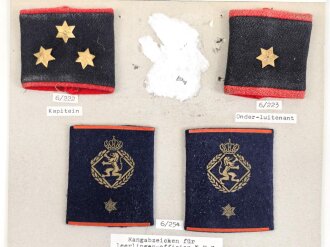 Belgien, Sammlung Rangabzeichen, auf Karton getackert