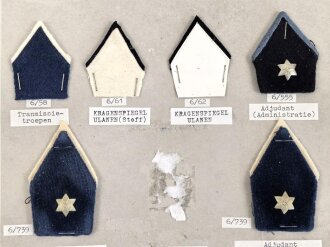 Belgien, Sammlung Rangabzeichen Heer, auf Karton getackert