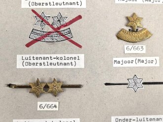Belgien, Sammlung Rangabzeichen, auf Karton getackert
