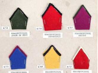 Belgien, Sammlung Kragenspiegel, auf Karton getackert
