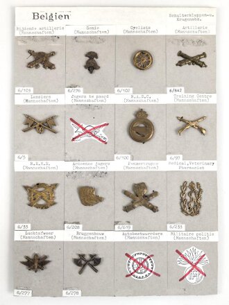 Belgien, Sammlung Schulterklappen und Kragenabzeichen