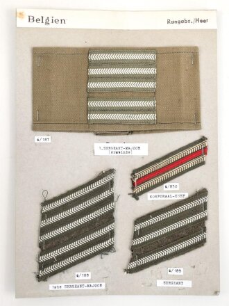 Belgien, Sammlung Rangabzeichen und Armbinde Heer, auf...