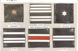 Belgien, Sammlung Rangabzeichen, auf Karton getackert