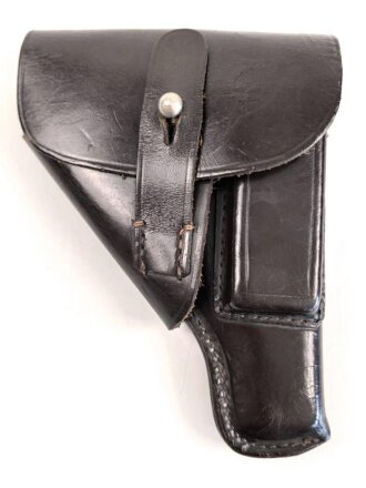 Pistolentasche dunkelbraunes Leder, wohl 6,35