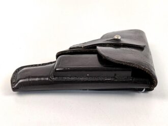 Pistolentasche dunkelbraunes Leder, wohl 6,35