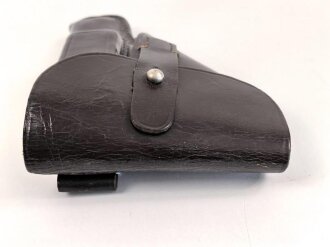 Pistolentasche dunkelbraunes Leder, wohl 6,35