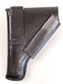 Pistolentasche dunkelbraunes Leder, wohl 6,35