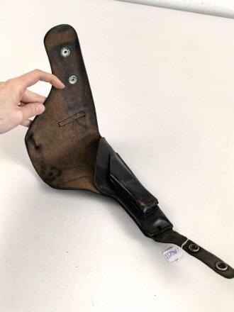 Pistolentasche schwarzes Leder, ohne Bezeichnung, wohl Polizei