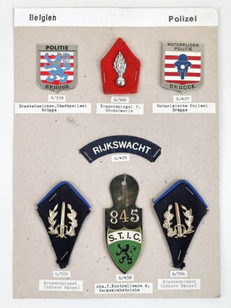 Belgien, Sammlung Brust und Ärmelabzeichen Polizei,...