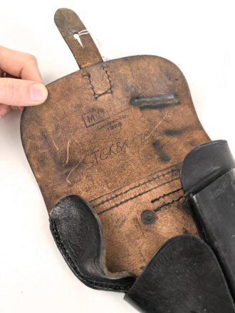DDR,  Pistolentasche schwarzes Leder P38, MdI, getragenes Stück