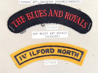 Großbritannien, Sammlung Ärmelabzeichen, auf Karton getackert