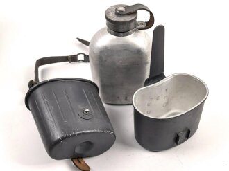Deutschland nach 1945, Feldflasche  Luftschutzhilfsdienst. Hersteller PSL 65. Originallack, gebraucht