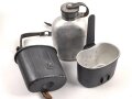 Deutschland nach 1945, Feldflasche  Luftschutzhilfsdienst. Hersteller PSL 65. Originallack, gebraucht