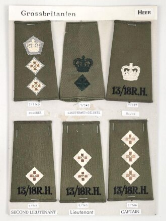 Großbritannien, Sammlung Rangabzeichen Heer, auf...