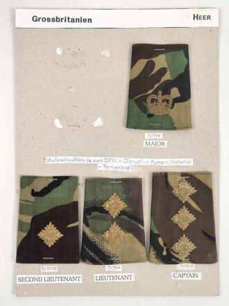 Großbritannien, Sammlung Rangabzeichen Heer, auf...
