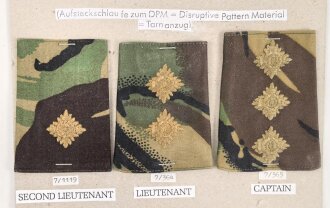 Großbritannien, Sammlung Rangabzeichen Heer, auf Karton getackert