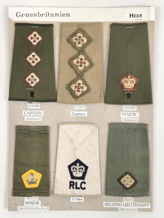 Großbritannien, Sammlung Rangabzeichen Heer, auf...