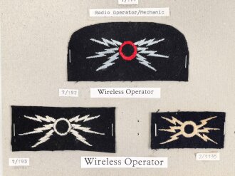Großbritannien, Sammlung Ärmelabzeichen Luftwaffe, auf Karton getackert