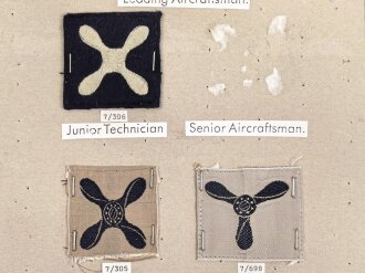 Großbritannien, Sammlung Ärmelabzeichen Luftwaffe, auf Karton getackert