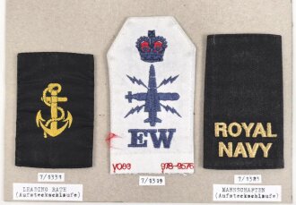 Großbritannien, Sammlung Rangabzeichen Marine, auf Karton getackert