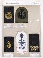 Großbritannien, Sammlung Rangabzeichen Marine, auf Karton getackert
