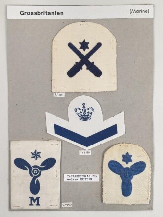 Großbritannien, Sammlung Tätigkeitsabzeichen Marine, auf Karton getackert