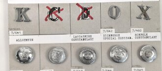 Großbritannien, Sammlung Rangabzeichen Polizei, auf Karton getackert