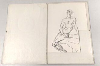 Arno Breker "Jugend, 1983" Kunstmappe mit sechs Darstellungen männlicher Akte, jeweils handsigniert. Mappe angeschmutzt