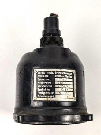 Luftwaffe, elektrischer Drehzahlmesser EW8, Deuta Werke, Funktion nicht geprüft, Im Gehäuse verdreht, mit Stecker