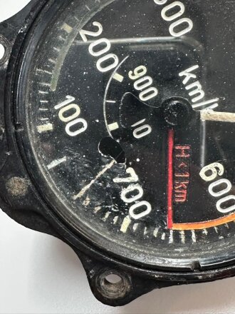 Luftwaffe, Fahrtmesser Fl 22234 bis 900km für FW190 und BF 109. Restauriertes Stück