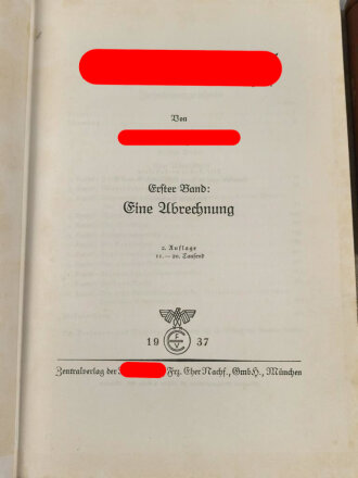 "Mein Kampf" Adolf Hitler,  Geschenkausgabe Halbleinen in zwei Bänden, im defekten Schuber. 2. Auflage 1937, guter Zustand