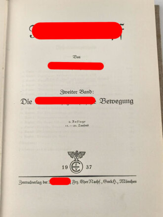 "Mein Kampf" Adolf Hitler,  Geschenkausgabe Halbleinen in zwei Bänden, im defekten Schuber. 2. Auflage 1937, guter Zustand
